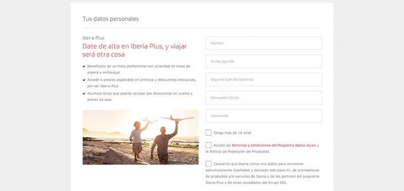 registro iberia joven