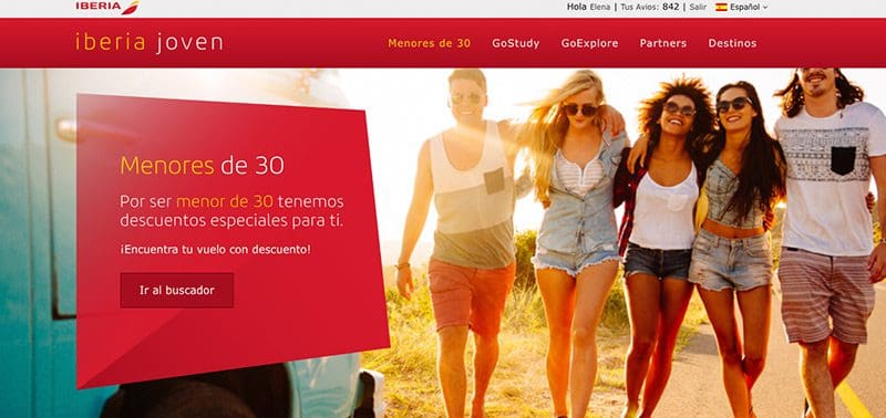 vuelos menores 30 iberia joven