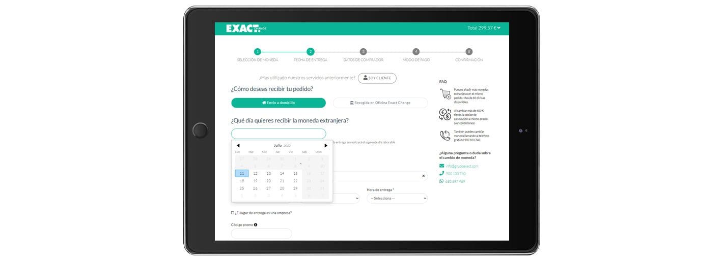 fecha entrega exact change